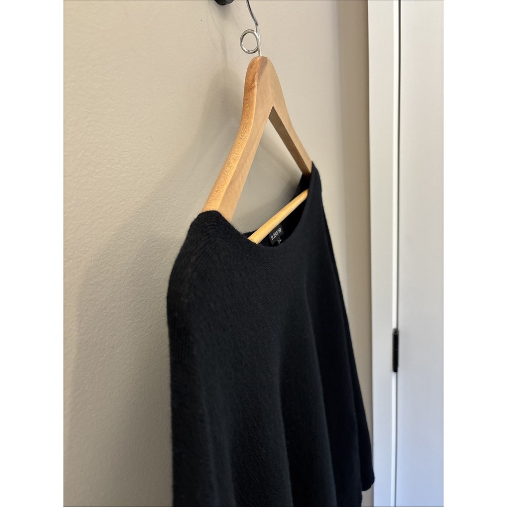 Eileen Fisher Merino Wool Black Scoop Neck M/L ?Pullover Sweater Cut Out Sleeve - Picture 4 of 14
